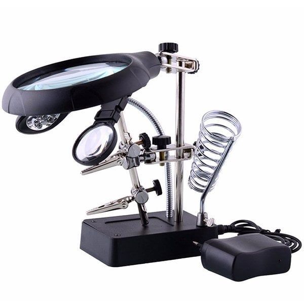 MG16129-C Tamirciler İçin Büyüteçli Havya Standı