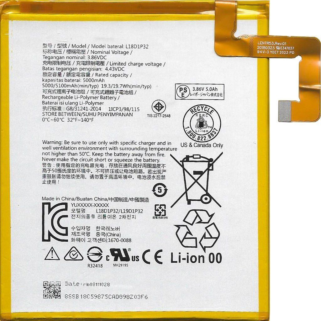 Lenovo Tab M10 TB-X605L Batarya Pil